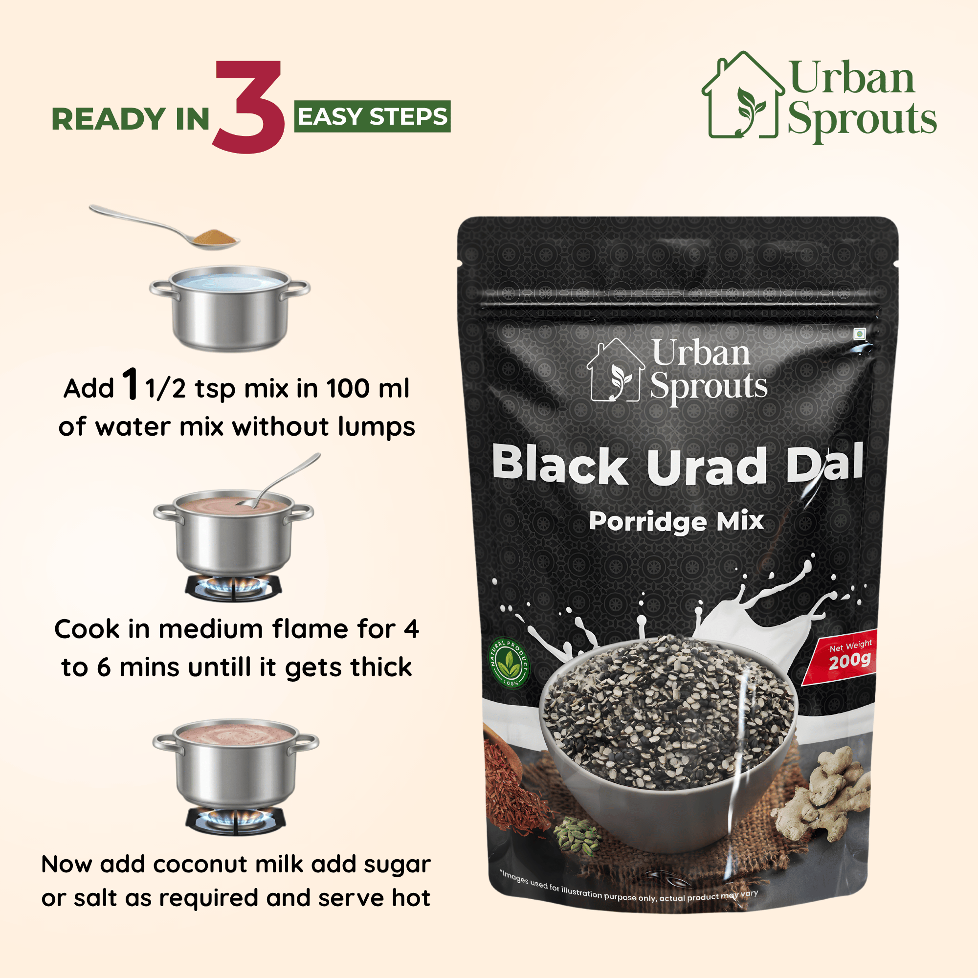 Black Urad Dal Porridge Mix – Traditional Strength Drink