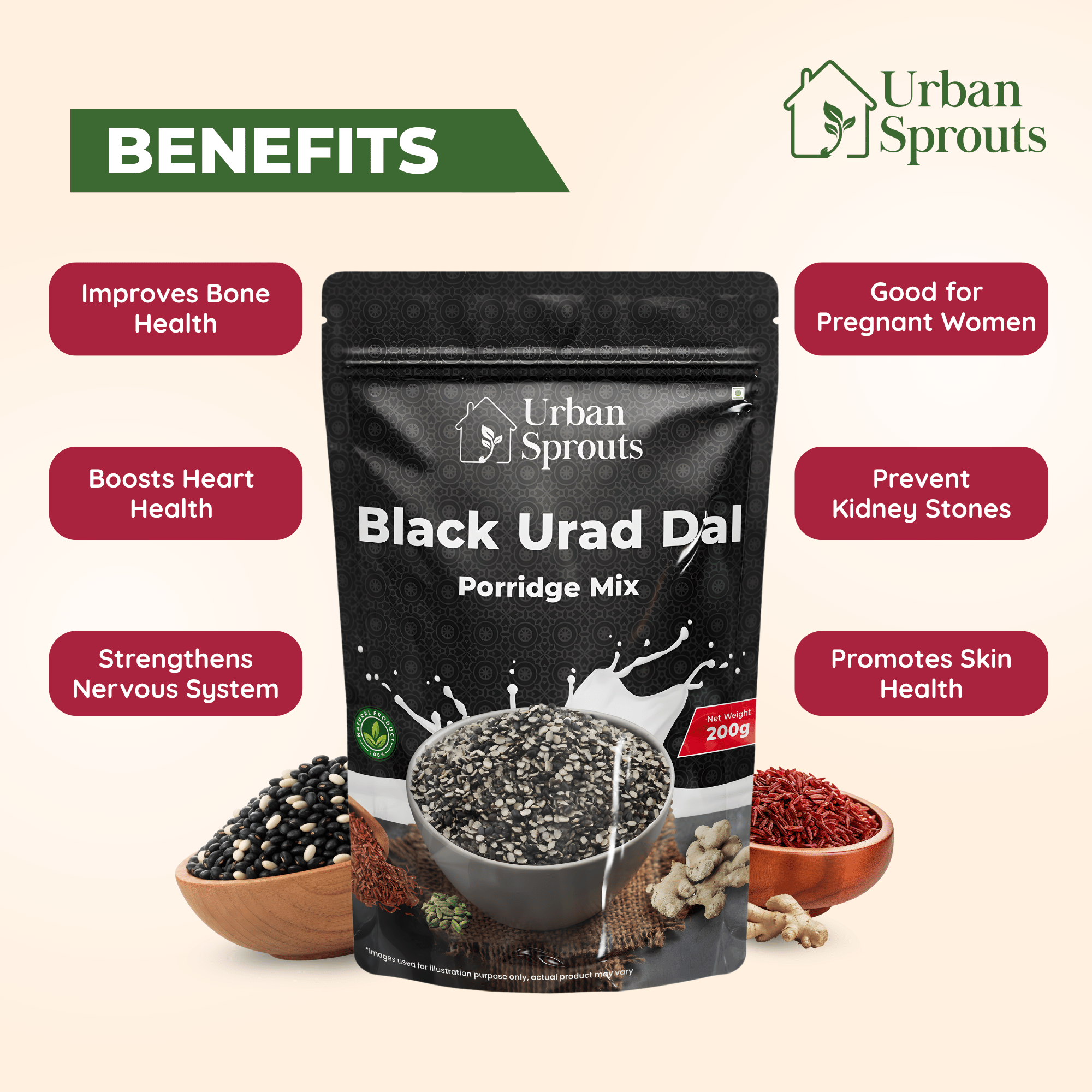 Black Urad Dal Porridge Mix – Traditional Strength Drink