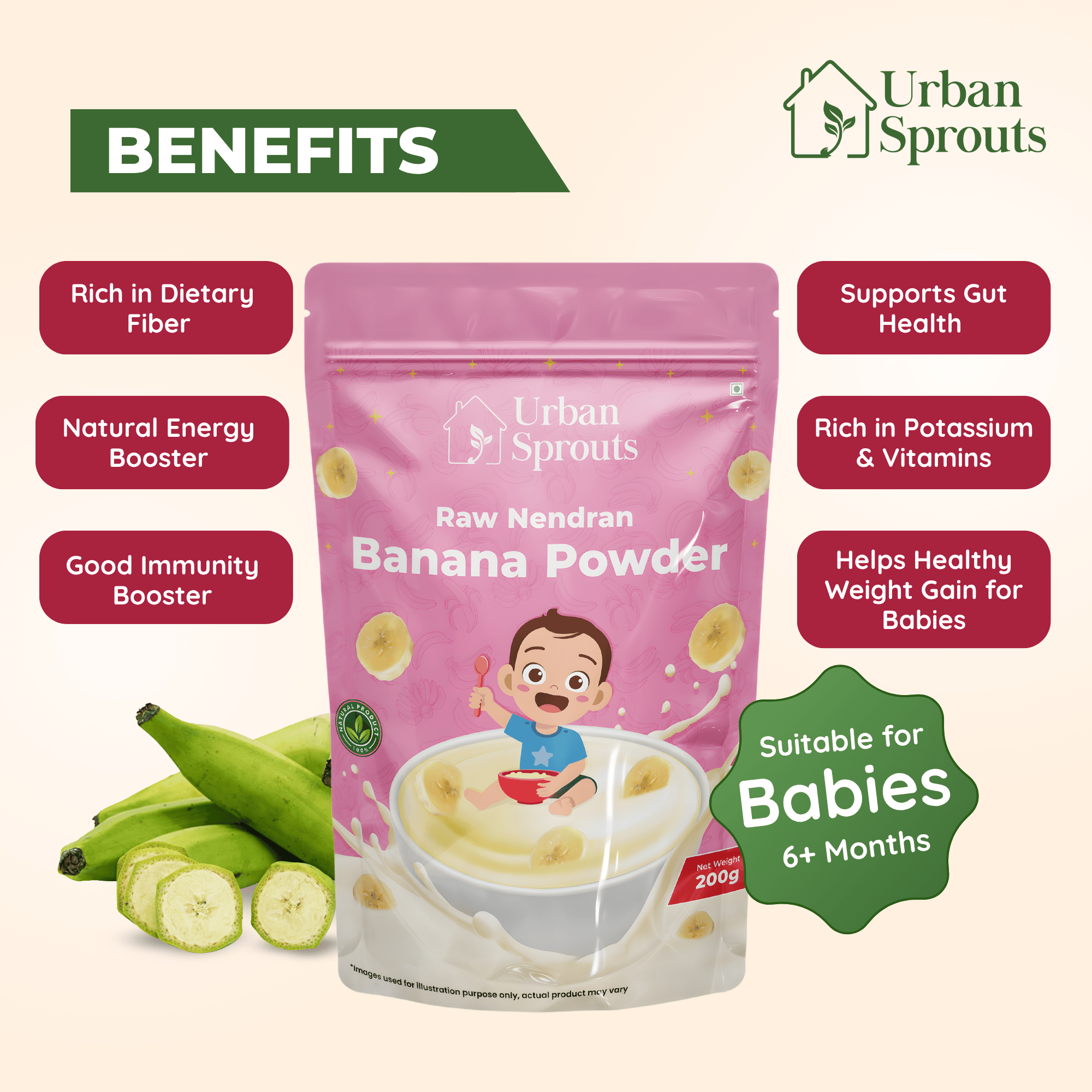 Raw Nendran Banana Powder – Natural Weight Gain Food for Babies & Kids