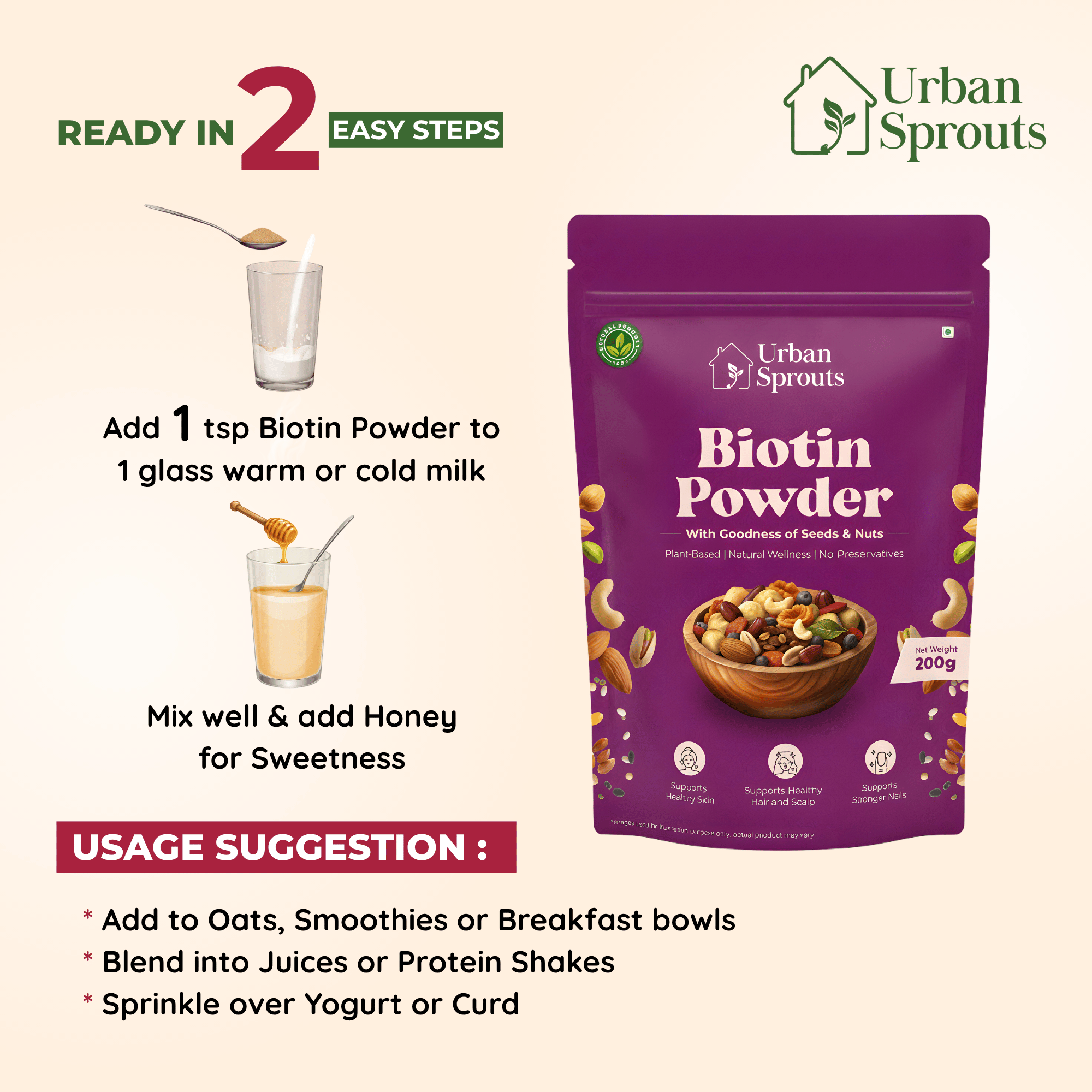 Biotin Powder – Plant-Based Protein & Hair-Nourishing Superfood